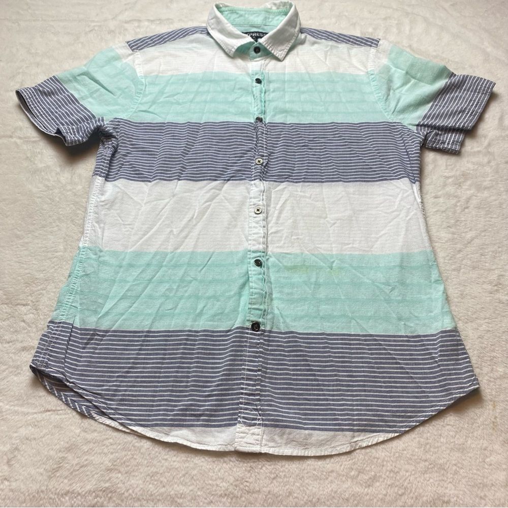 Express Short Sleeve Button 100% Cotton Shirt Size Medium